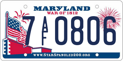 MD license plate 7AF0806