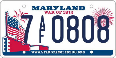 MD license plate 7AF0808
