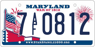 MD license plate 7AF0812