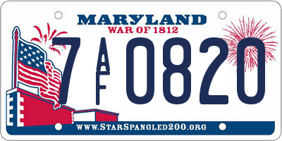 MD license plate 7AF0820