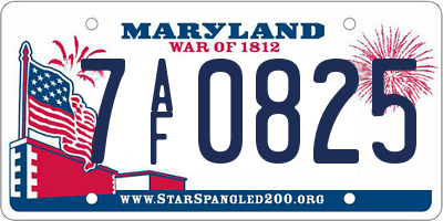 MD license plate 7AF0825
