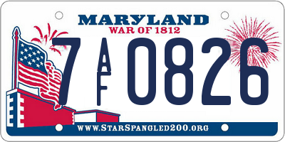 MD license plate 7AF0826