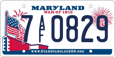 MD license plate 7AF0829