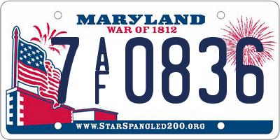 MD license plate 7AF0836