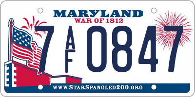 MD license plate 7AF0847