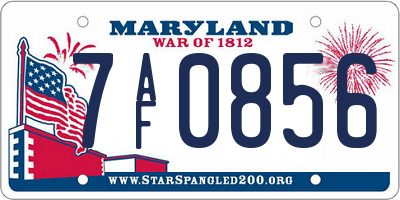 MD license plate 7AF0856