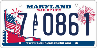 MD license plate 7AF0861