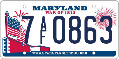 MD license plate 7AF0863