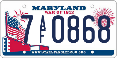 MD license plate 7AF0868