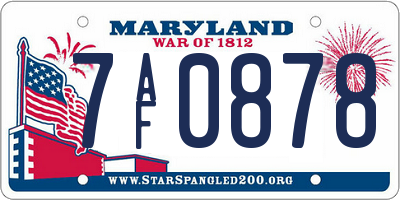 MD license plate 7AF0878
