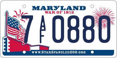 MD license plate 7AF0880