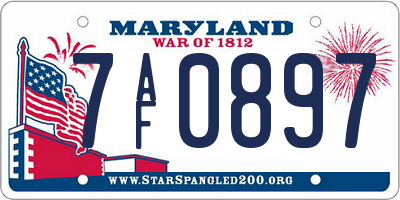 MD license plate 7AF0897