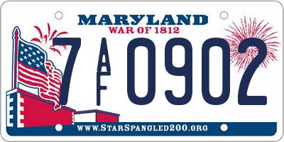 MD license plate 7AF0902