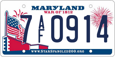 MD license plate 7AF0914