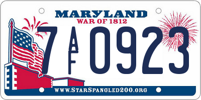 MD license plate 7AF0923
