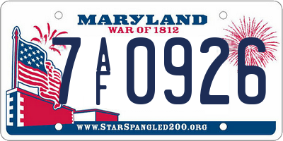 MD license plate 7AF0926