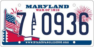 MD license plate 7AF0936