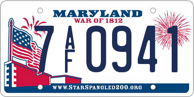 MD license plate 7AF0941