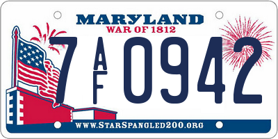 MD license plate 7AF0942