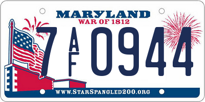MD license plate 7AF0944