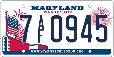 MD license plate 7AF0945