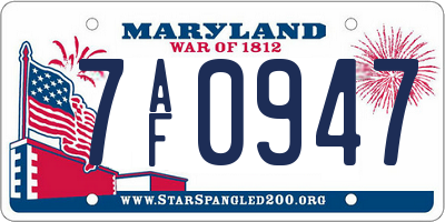 MD license plate 7AF0947
