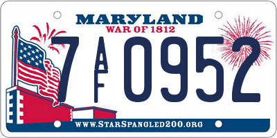 MD license plate 7AF0952