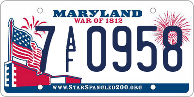MD license plate 7AF0958