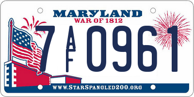 MD license plate 7AF0961