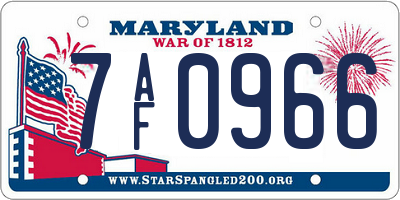 MD license plate 7AF0966