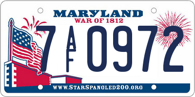 MD license plate 7AF0972