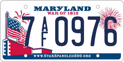 MD license plate 7AF0976
