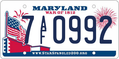 MD license plate 7AF0992