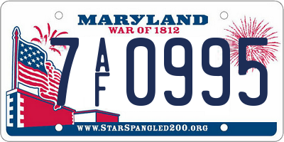 MD license plate 7AF0995