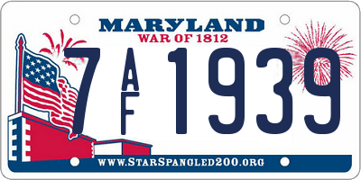 MD license plate 7AF1939