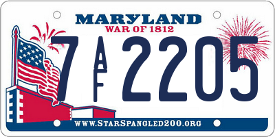 MD license plate 7AF2205