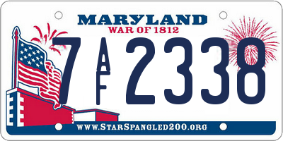 MD license plate 7AF2338