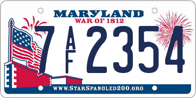 MD license plate 7AF2354