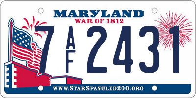 MD license plate 7AF2431