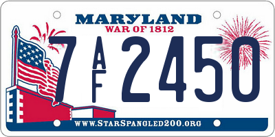 MD license plate 7AF2450