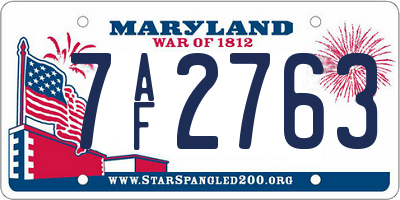 MD license plate 7AF2763