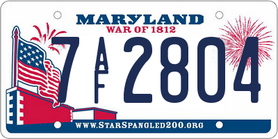 MD license plate 7AF2804
