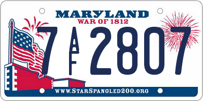 MD license plate 7AF2807