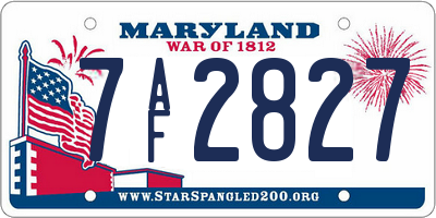 MD license plate 7AF2827