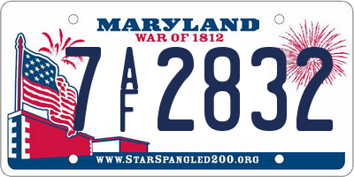 MD license plate 7AF2832