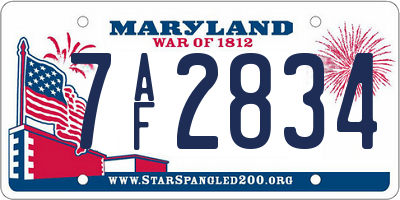 MD license plate 7AF2834