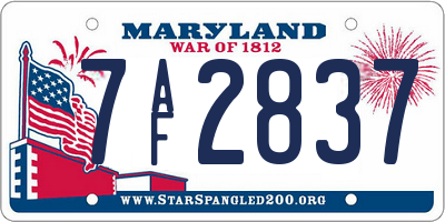 MD license plate 7AF2837