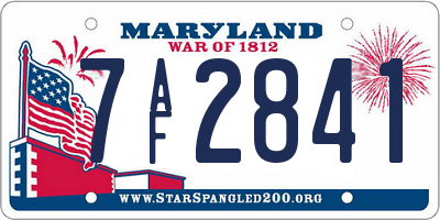 MD license plate 7AF2841