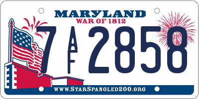 MD license plate 7AF2858