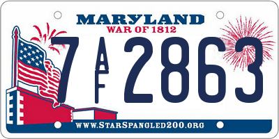 MD license plate 7AF2863